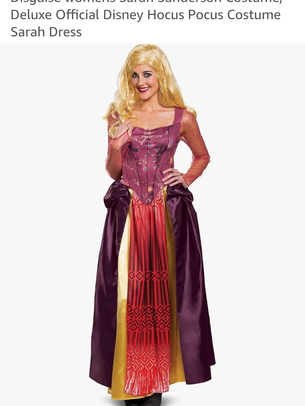 Girls' Sarah Sanderson Purple & Red Hocus Pocus Costume Women's Xs (NO Wig)